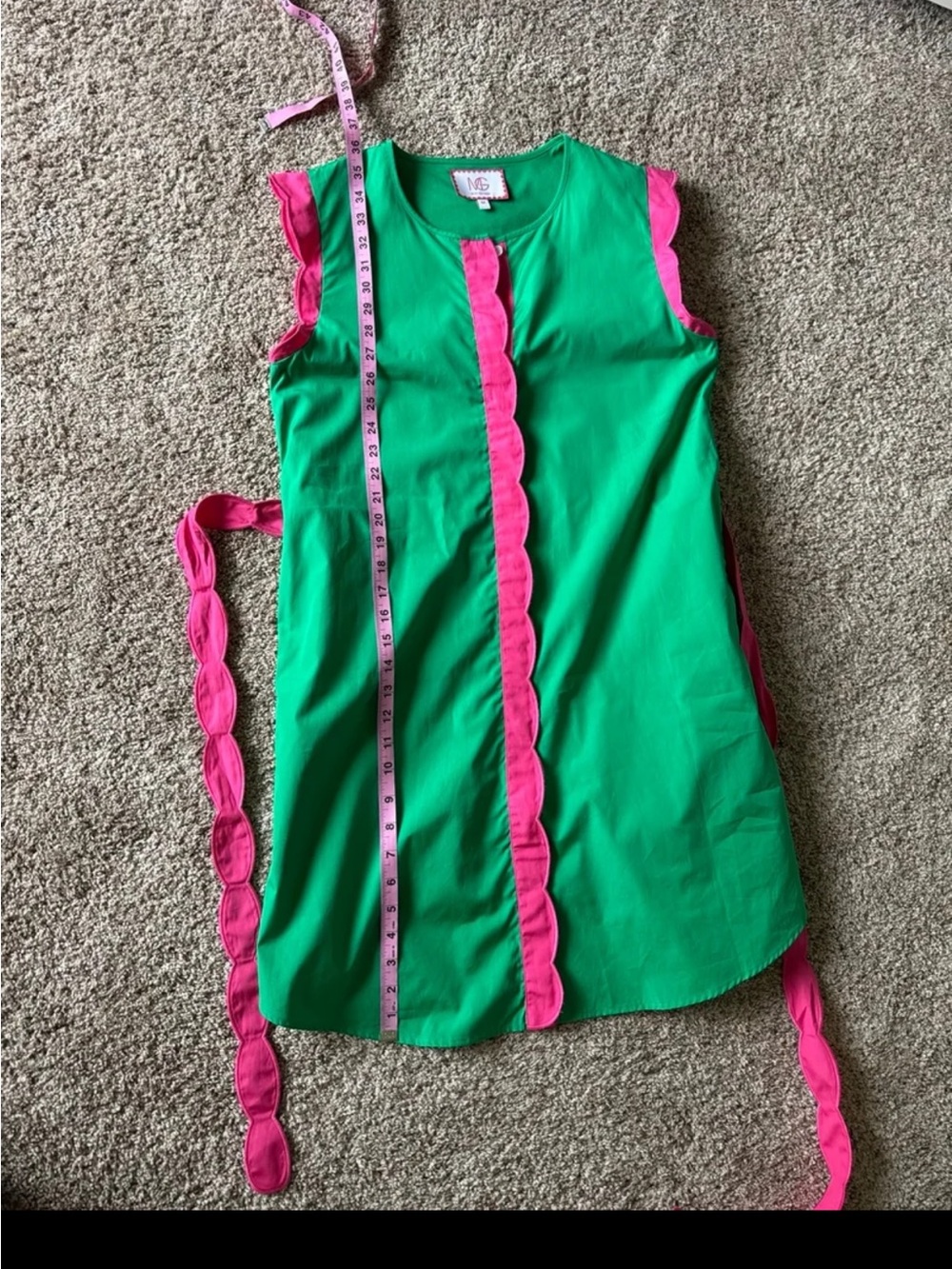 Mary George VIVIAN DRESS in Green with Pink Belted Mini Dress size Medium - Picture 12 of 12